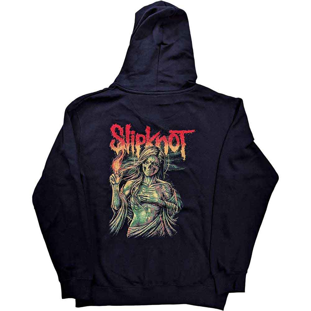 Slipknot Unisex Pullover Hoodie: Burn Me Away (Navy Blue) (Back Print)
