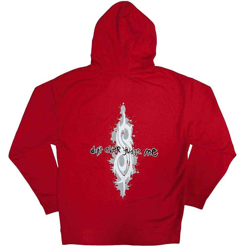 Slipknot Unisex Pullover Hoodie: Don't Ever Judge Me (Red) (Back Print)
