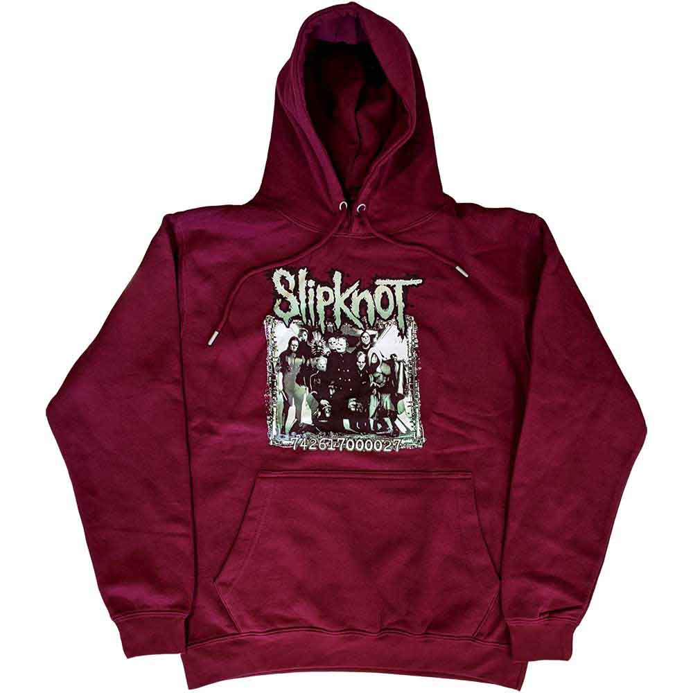 Slipknot Unisex Pullover Hoodie: Barcode Photo (Maroon Red) (Back Print)