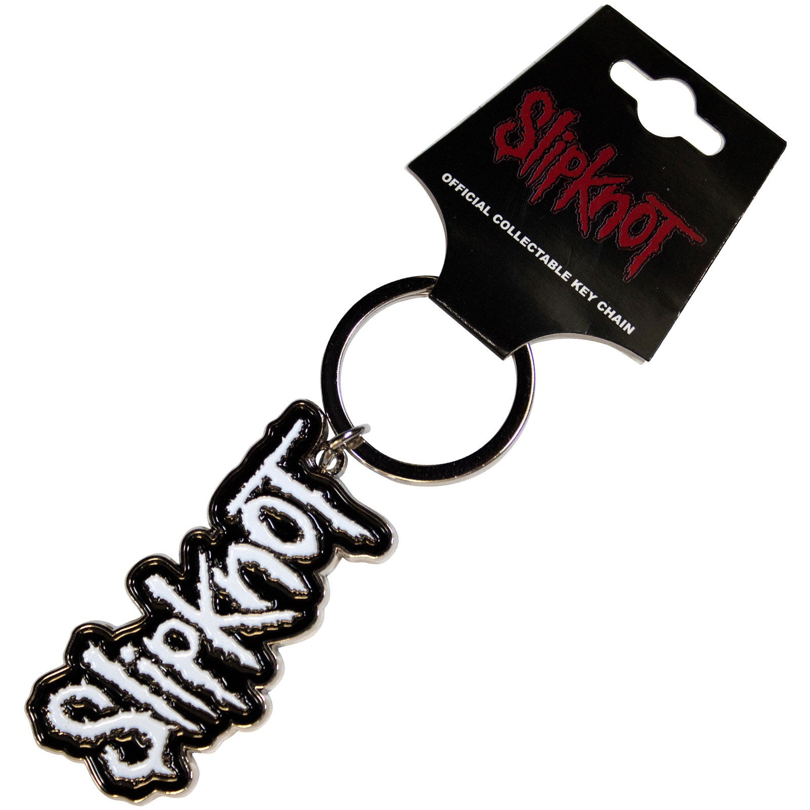 Slipknot Keychain: White Logo Black Border