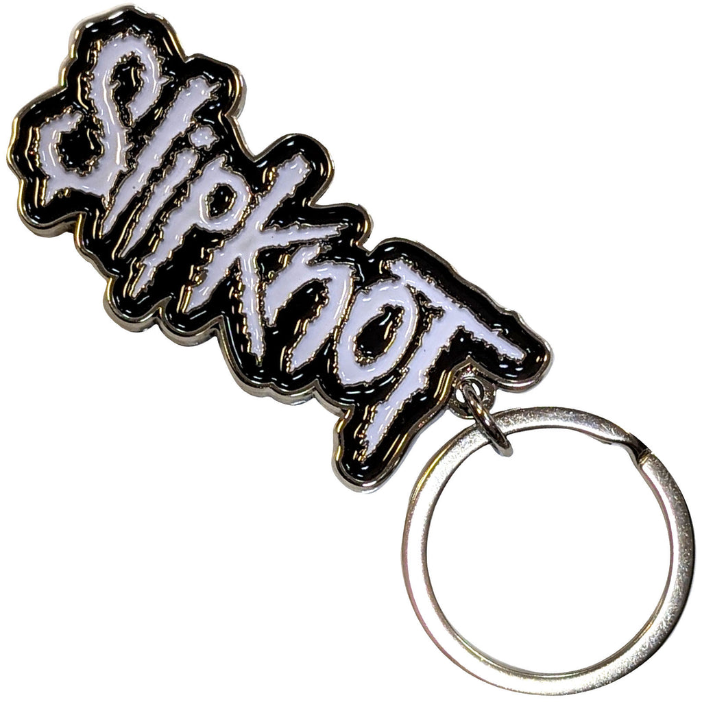 Slipknot Keychain: White Logo Black Border