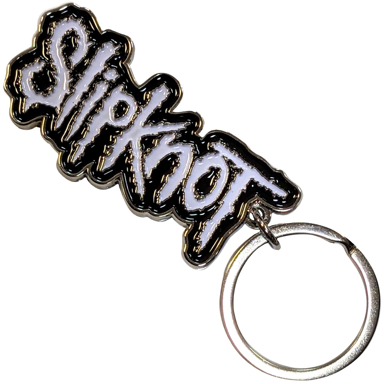 Slipknot Keychain: White Logo Black Border