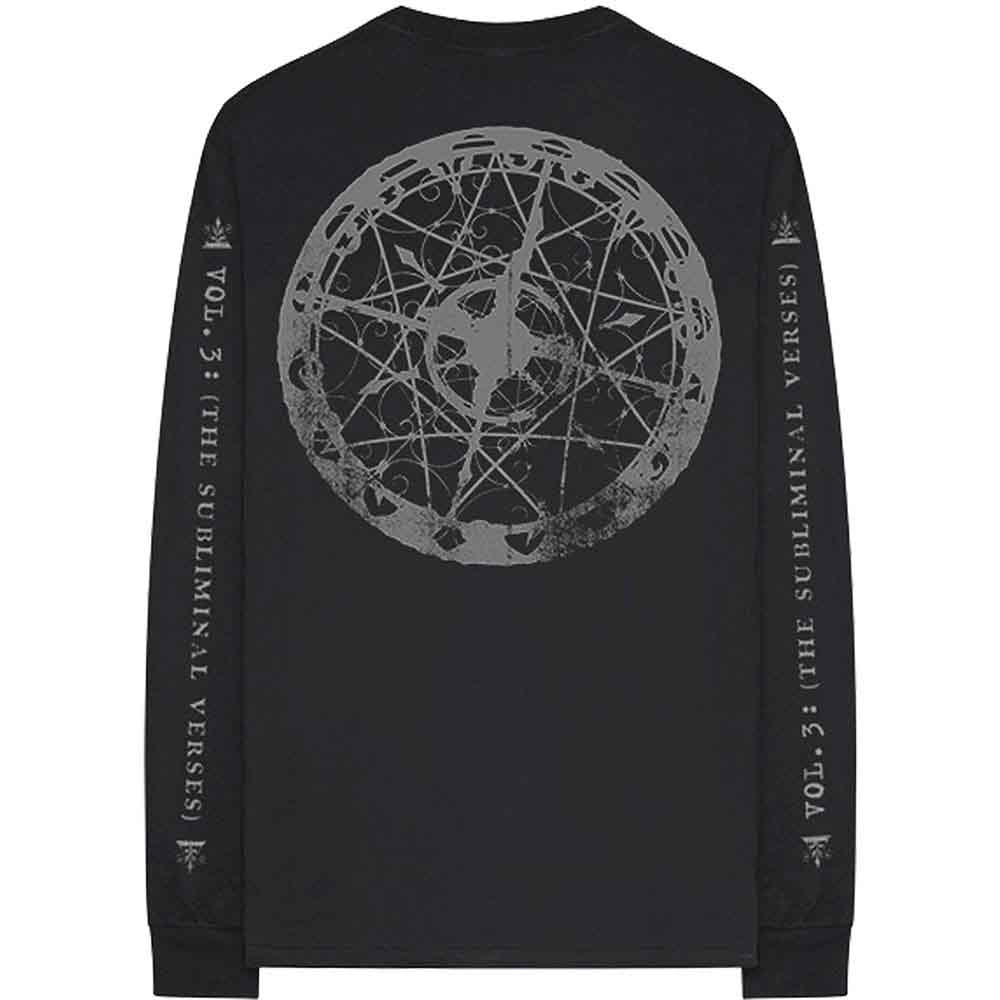 Slipknot Unisex Long Sleeve T-Shirt: Subliminal Verses (Black) (Back & Sleeve Print)