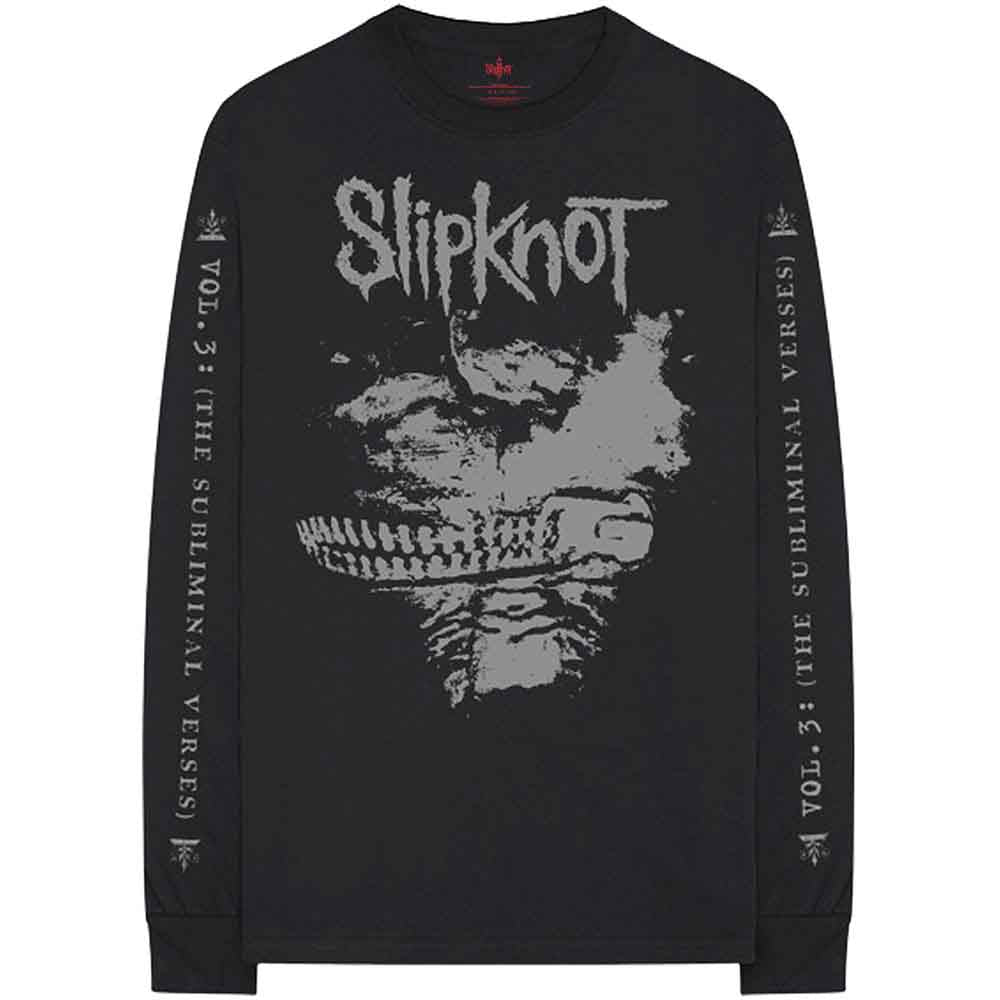 Slipknot Unisex Long Sleeve T-Shirt: Subliminal Verses (Black) (Back & Sleeve Print)
