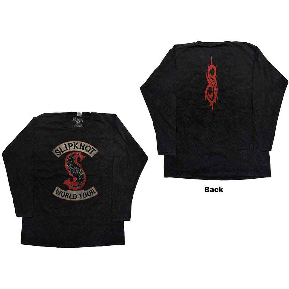 Slipknot Unisex Long Sleeve T-Shirt: Patched Up (Black) (Back Print & Wash Collection)