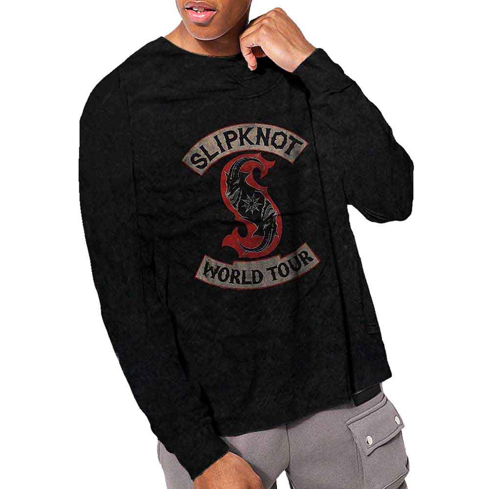 Slipknot Unisex Long Sleeve T-Shirt: Patched Up (Black) (Back Print & Wash Collection)