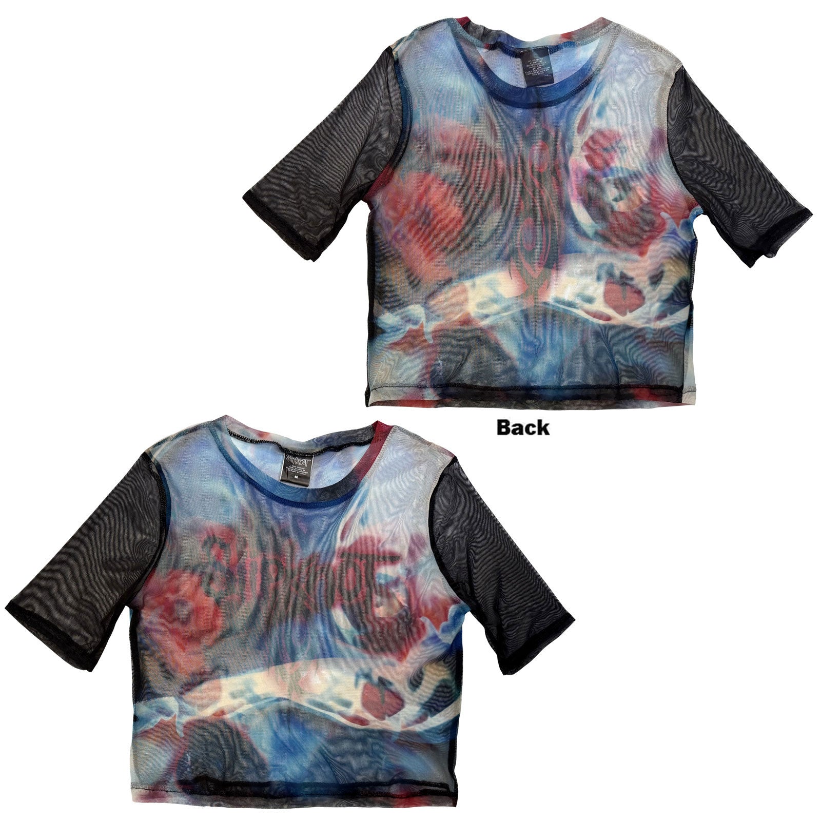 Slipknot Ladies Mesh Crop Top: Face & Logo (Black)