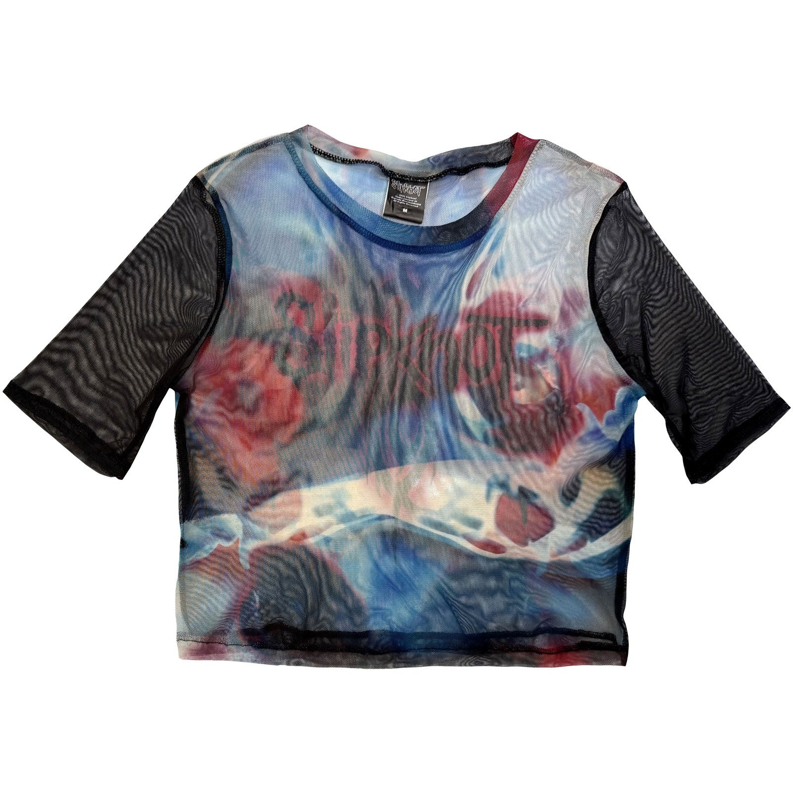 Slipknot Ladies Mesh Crop Top: Logo (Black) (Back Print)