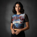 Slipknot: Face & Logo Ladies Mesh Crop Top (Black)