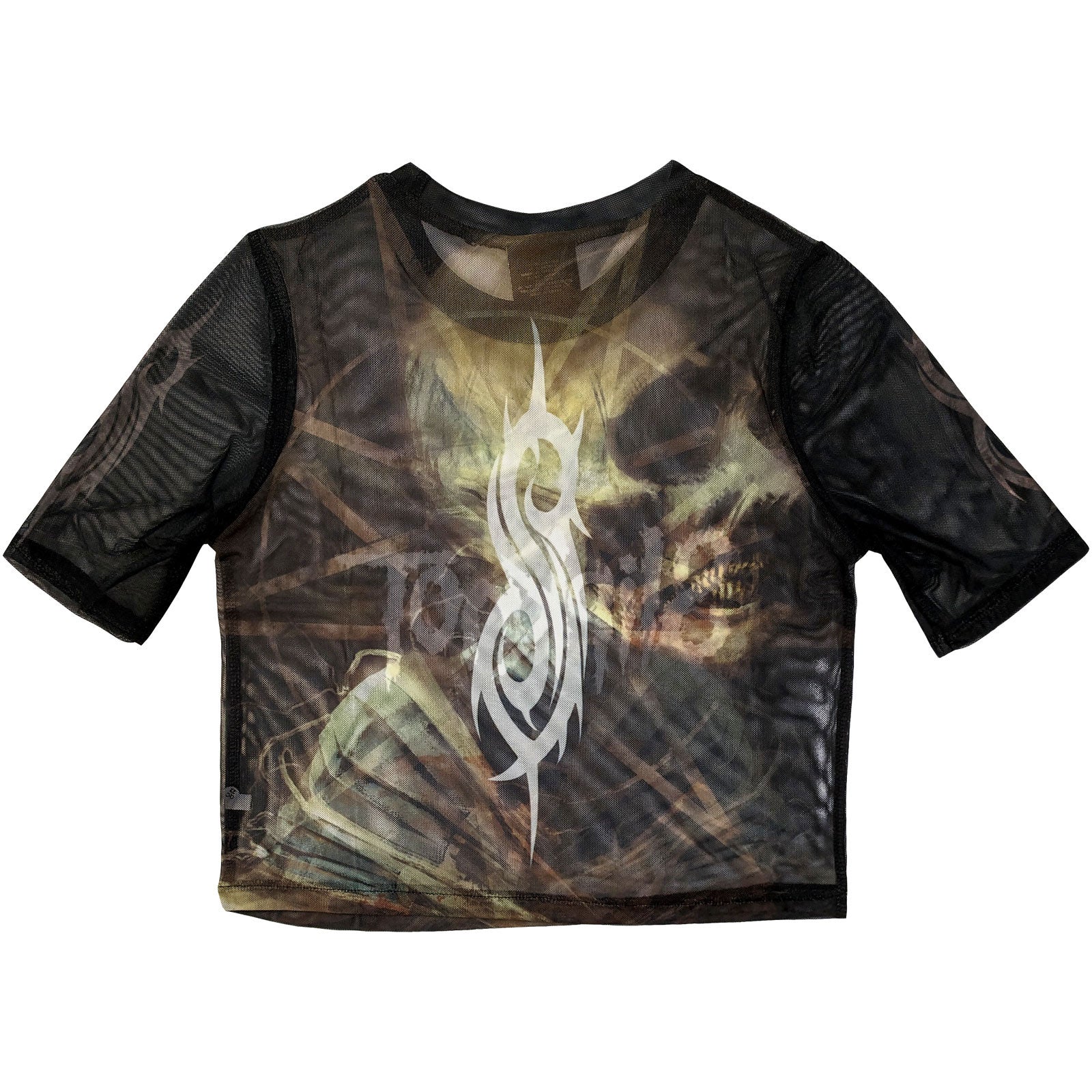 Slipknot Ladies Mesh Crop Top: The End, So Far Profile (Black) (Back Print)