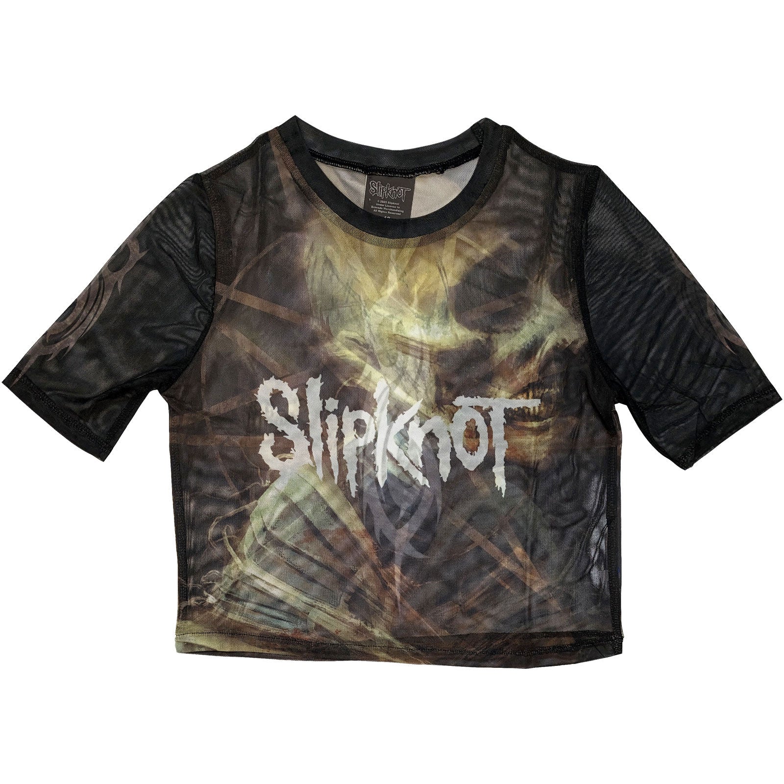 Slipknot Ladies Mesh Crop Top: The End, So Far Profile (Black) (Back Print)