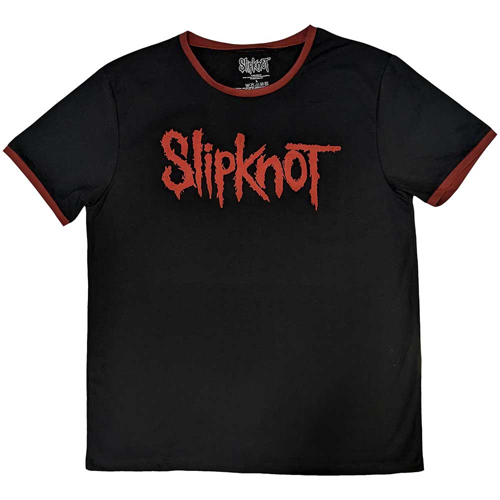 Slipknot Unisex Ringer T-Shirt: Logo (Black) (Back Print)