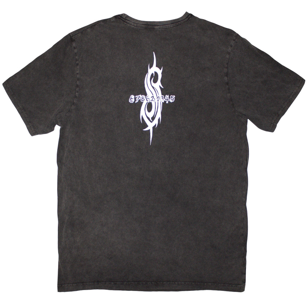 Slipknot Unisex Stone Wash T-Shirt: Album Splatter (Charcoal Grey) (Back Print)