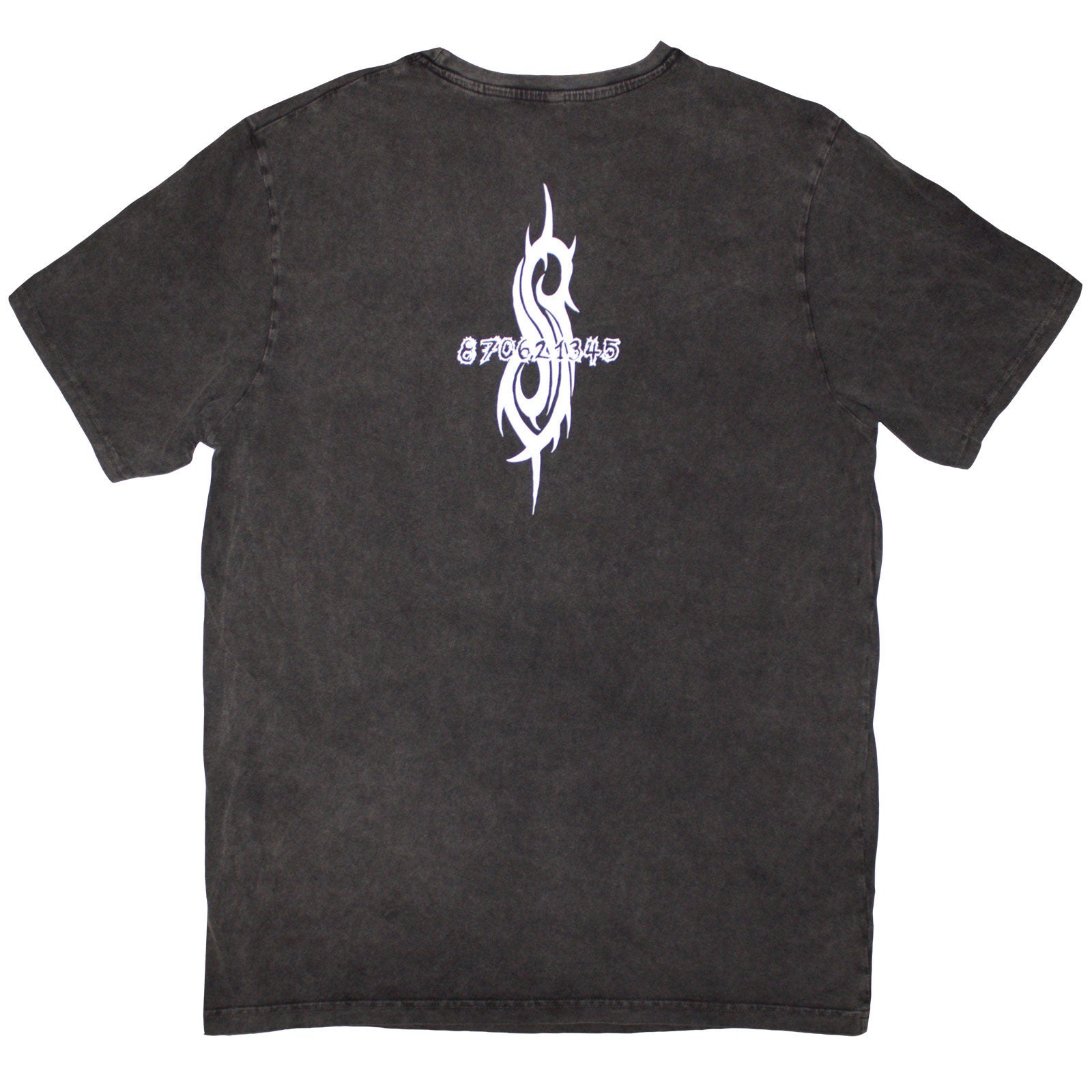 Slipknot Unisex Stone Wash T-Shirt: Album Splatter (Charcoal Grey) (Back Print)