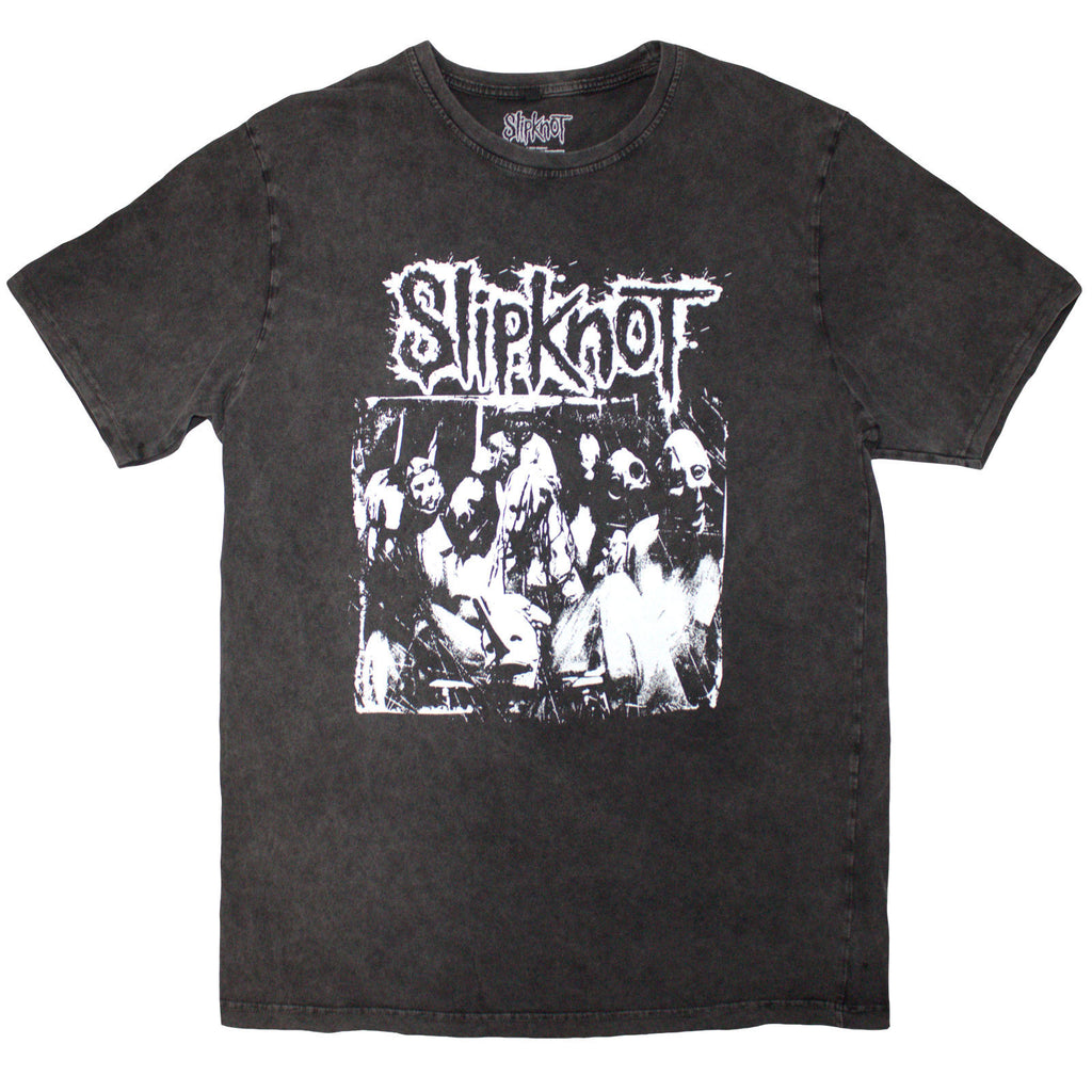 Slipknot Unisex Stone Wash T-Shirt: Album Splatter (Charcoal Grey) (Back Print)