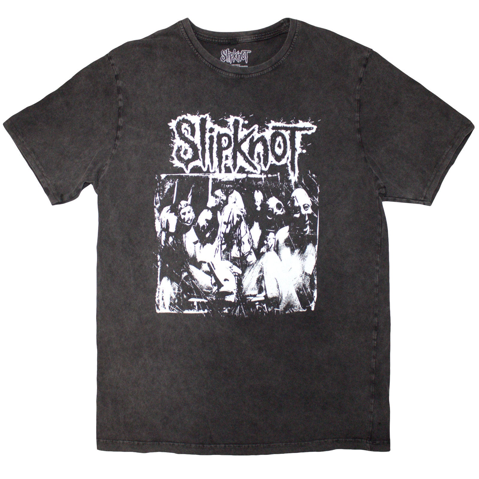 Slipknot Unisex Stone Wash T-Shirt: Album Splatter (Charcoal Grey) (Back Print)