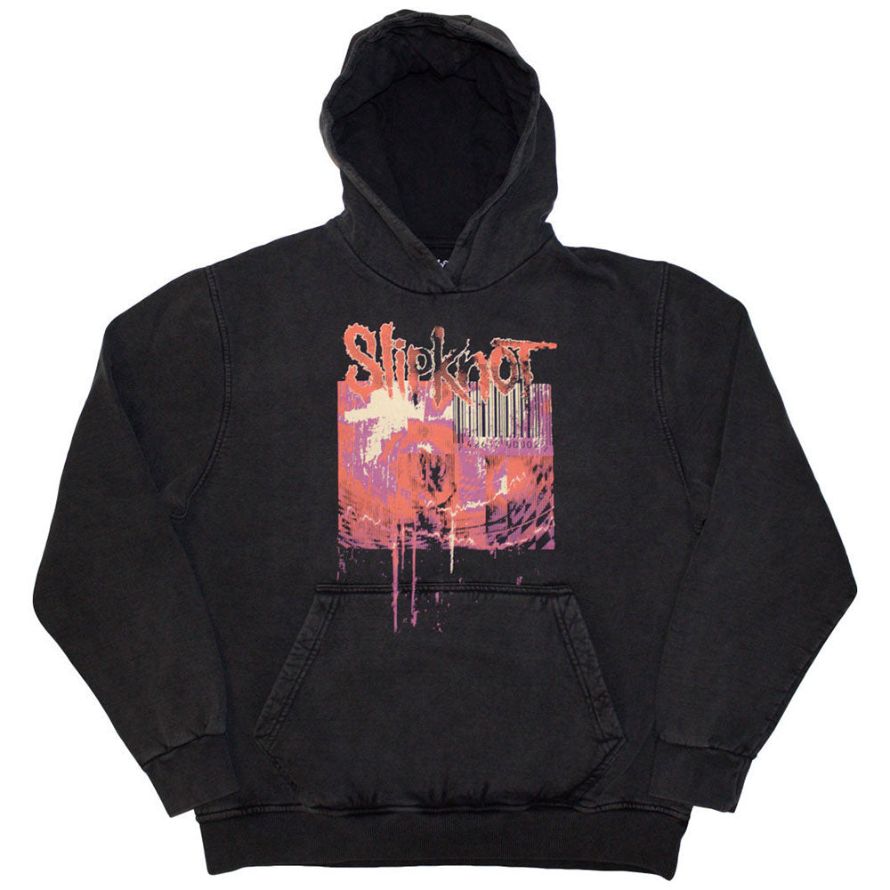 Slipknot Unisex Stone Wash Pullover Hoodie: The End, So Far Barcode (Charcoal Grey) (Back Print & Wash Collection)