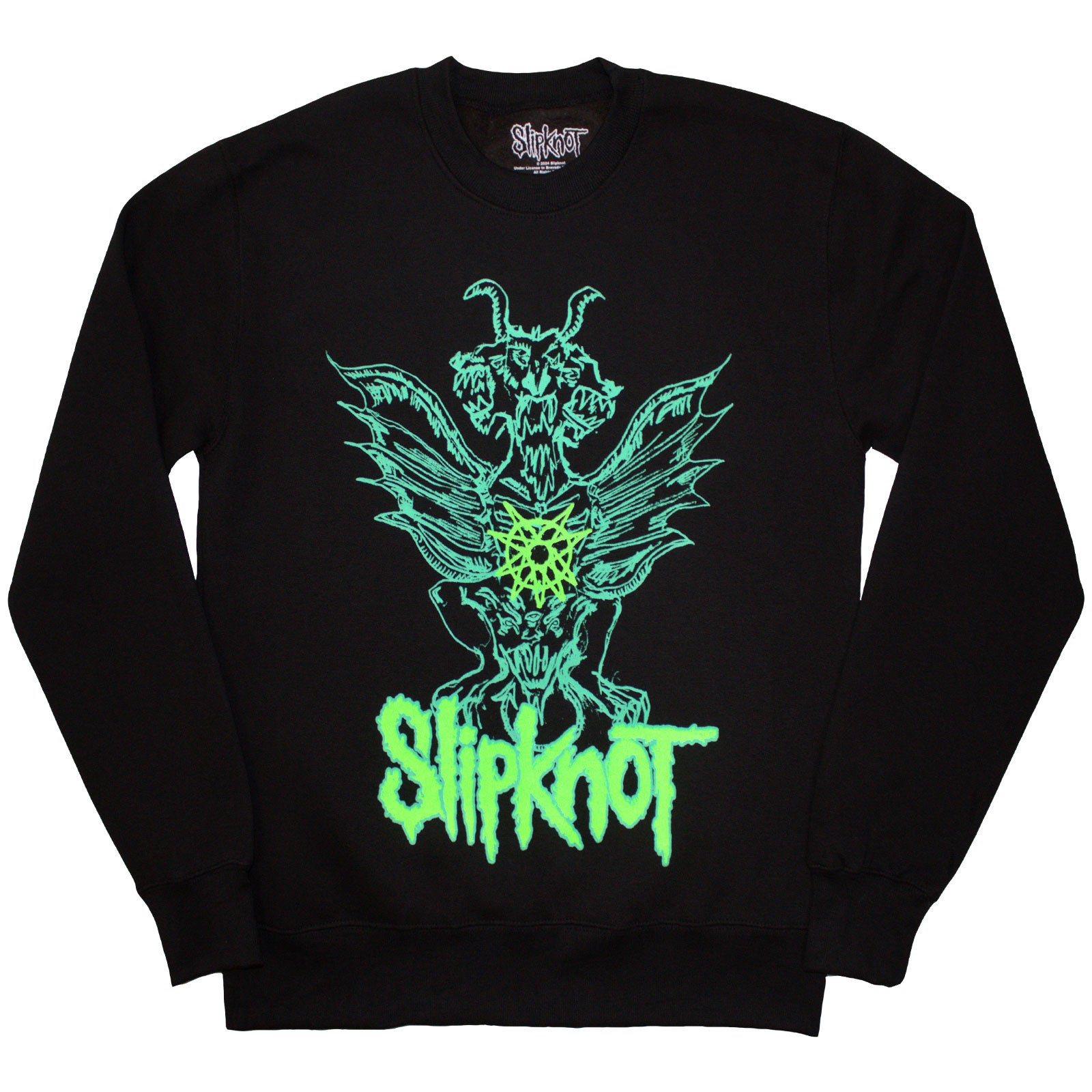 Slipknot Unisex Sweatshirt: Green Demon (Black) (Back Print & Oversized)