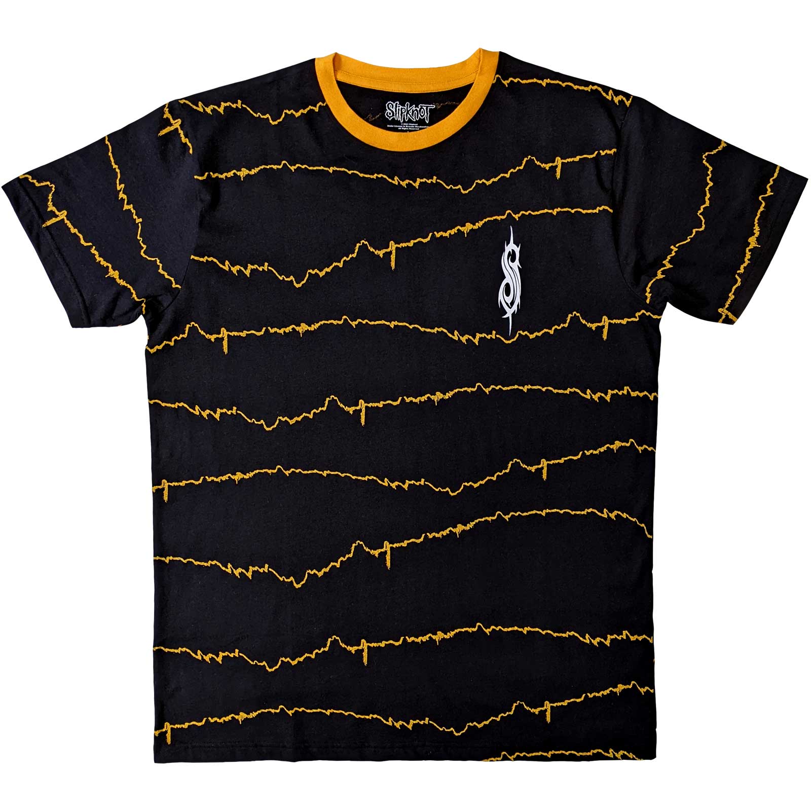 Slipknot Unisex Ringer T-Shirt: The End, So Far Tribal-S & Barcode (Black) (Back Print)