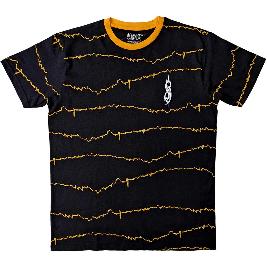 Slipknot Unisex Ringer T-Shirt: The End, So Far Tribal-S & Barcode (Black) (Back Print)