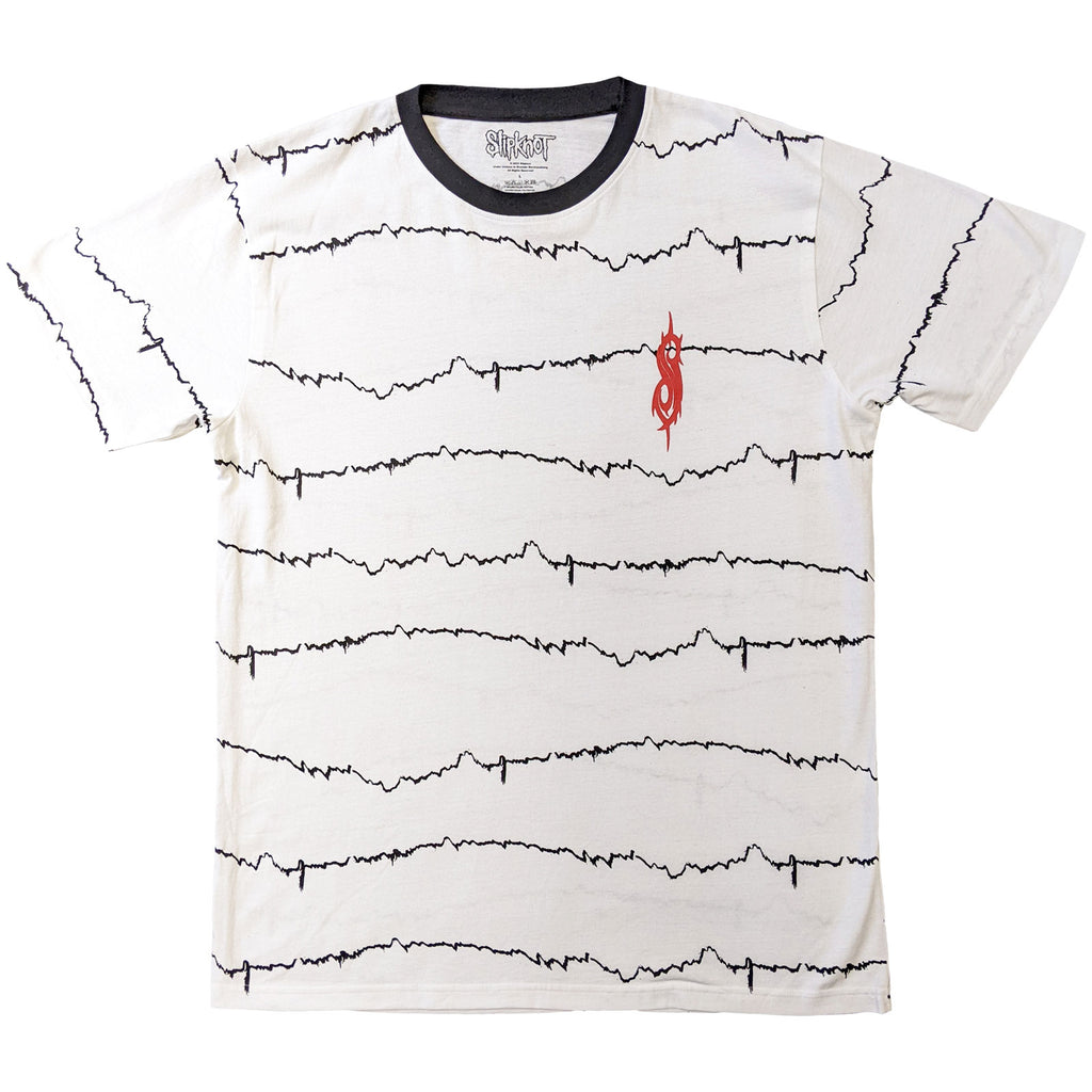 Slipknot Unisex Ringer T-Shirt: The End, So Far Tribal-S & Barcode (White) (Back Print)