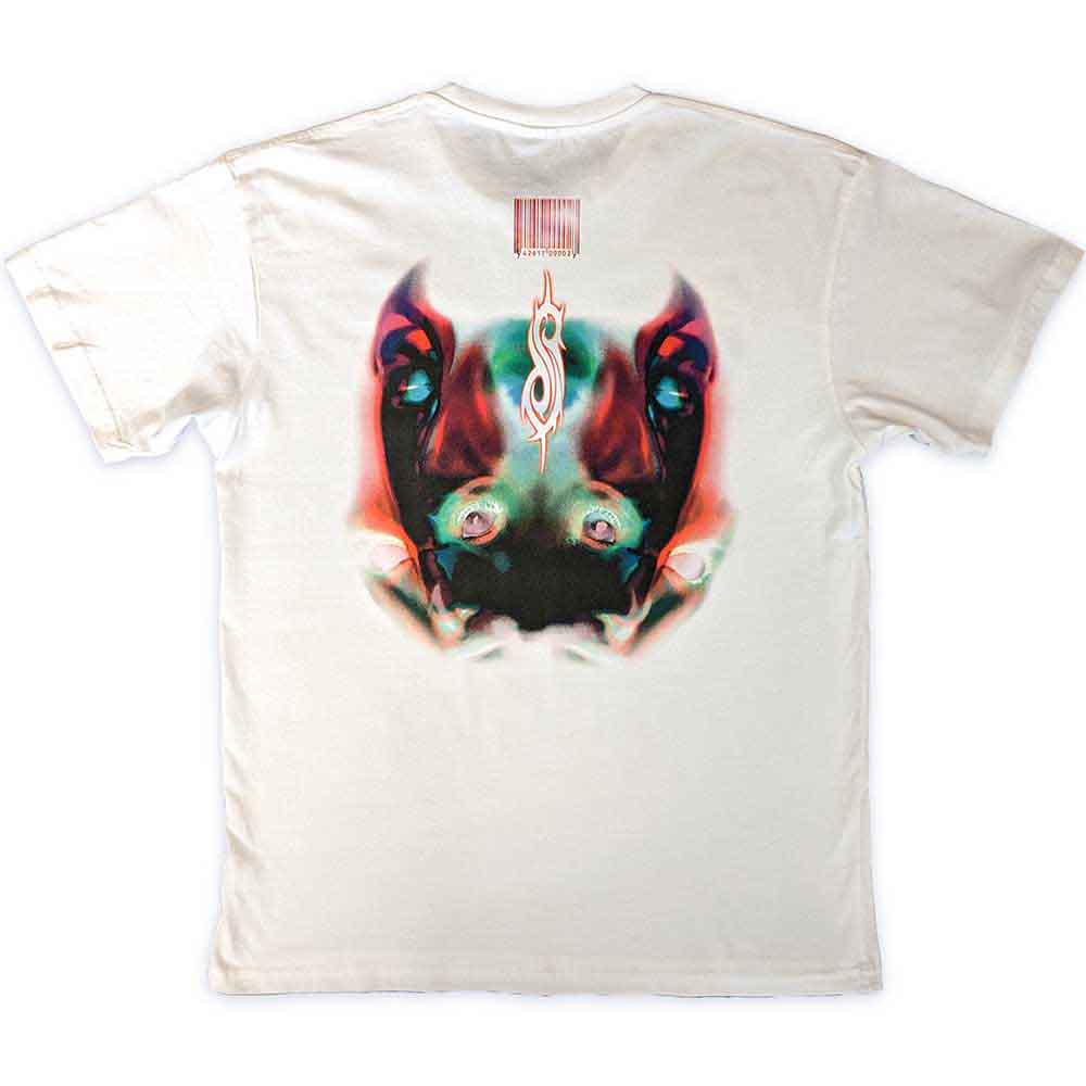 Slipknot Unisex T-Shirt: Adderall Faceback (White) (Back Print)