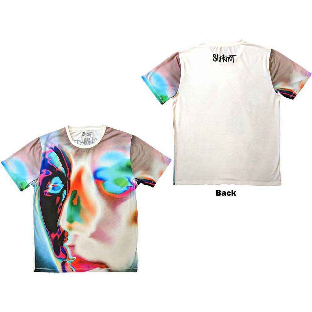 Slipknot Unisex Sublimation T-Shirt: Adderall Face (White) (Back Print)