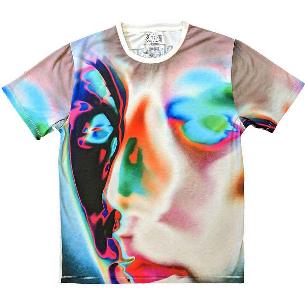 Slipknot Unisex Sublimation T-Shirt: Adderall Face (White) (Back Print)
