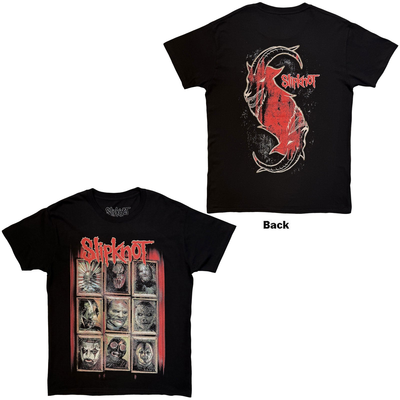 Slipknot Unisex T-Shirt: New Masks (Black) (Back Print)