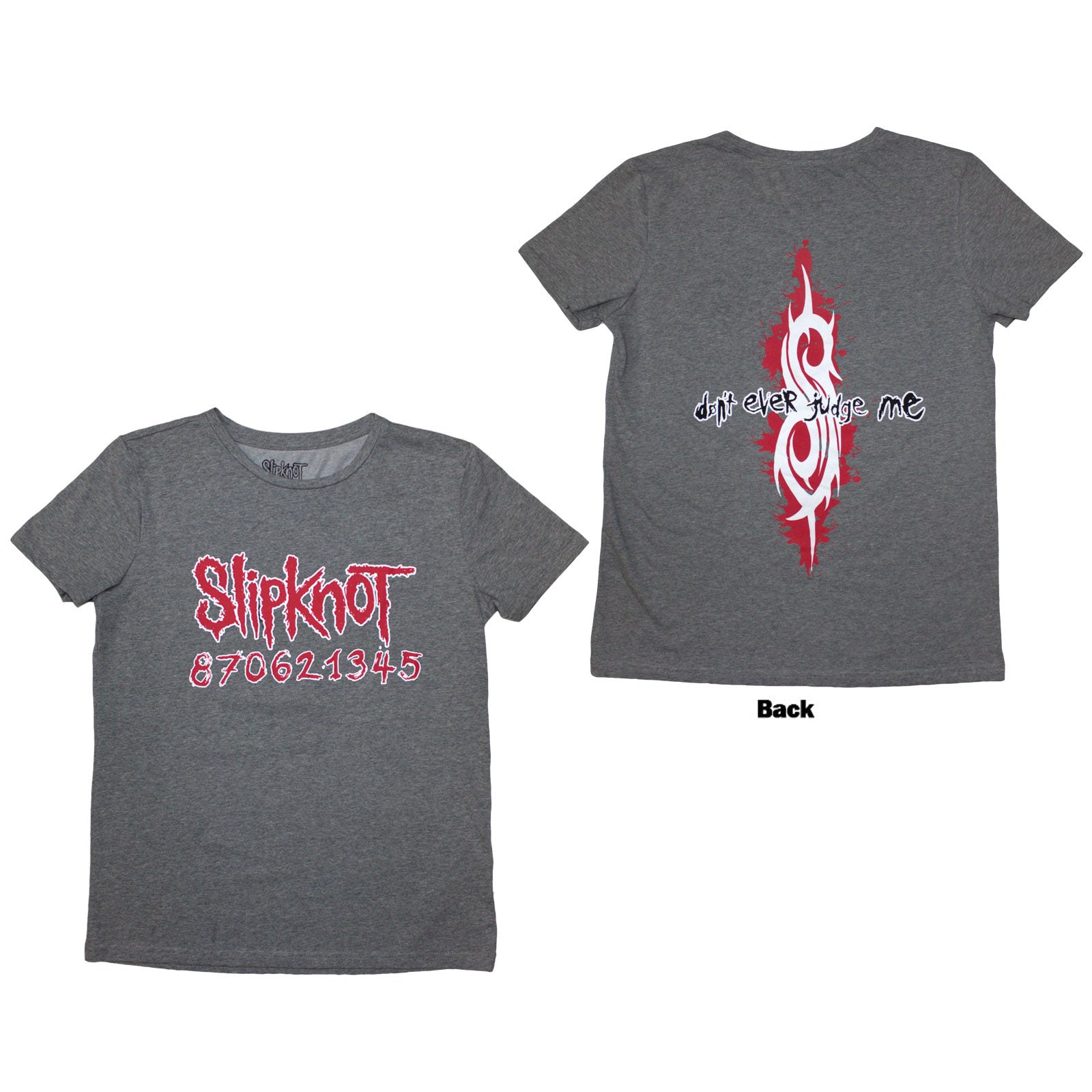 Slipknot Ladies T-Shirt: Don't Ever Judge Me (Grey) (Back Print)