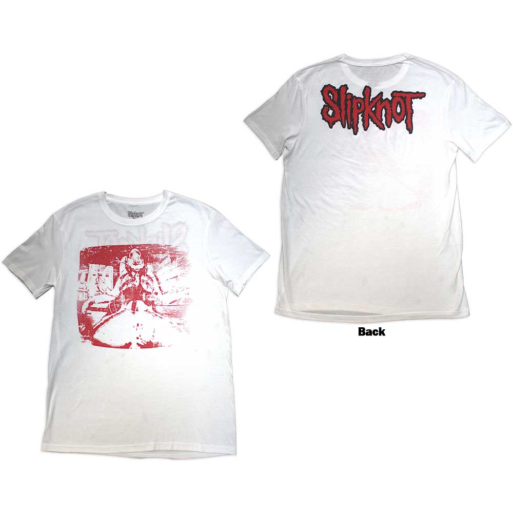 Slipknot Unisex T-Shirt: Chair Graphic (White) (Back Print)