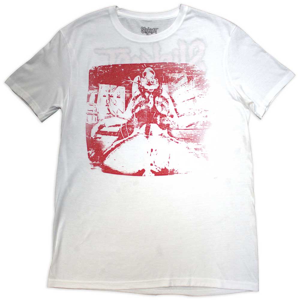 Slipknot Unisex T-Shirt: Chair Graphic (White) (Back Print)