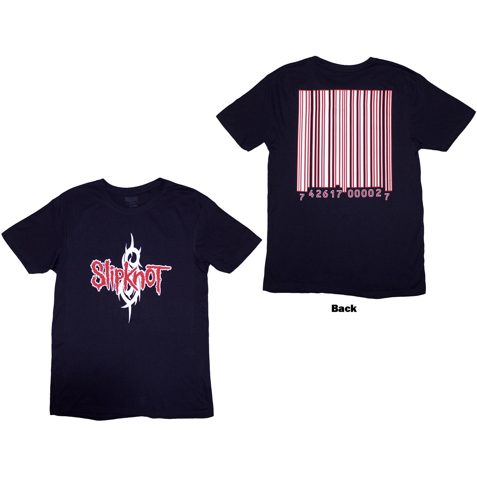 Slipknot Unisex T-Shirt: Barcode (Navy Blue) (Back Print)