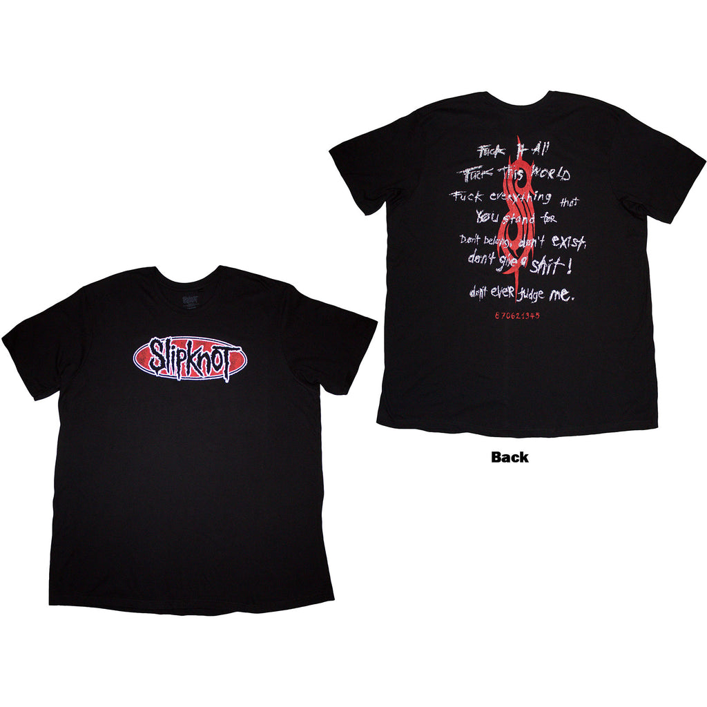 Slipknot Unisex T-Shirt: F It All (Black) (Back Print)