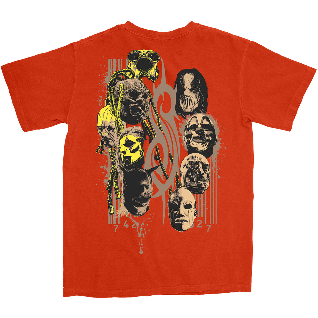 Slipknot Unisex T-Shirt: Splatter Logo (Orange) (Back Print)