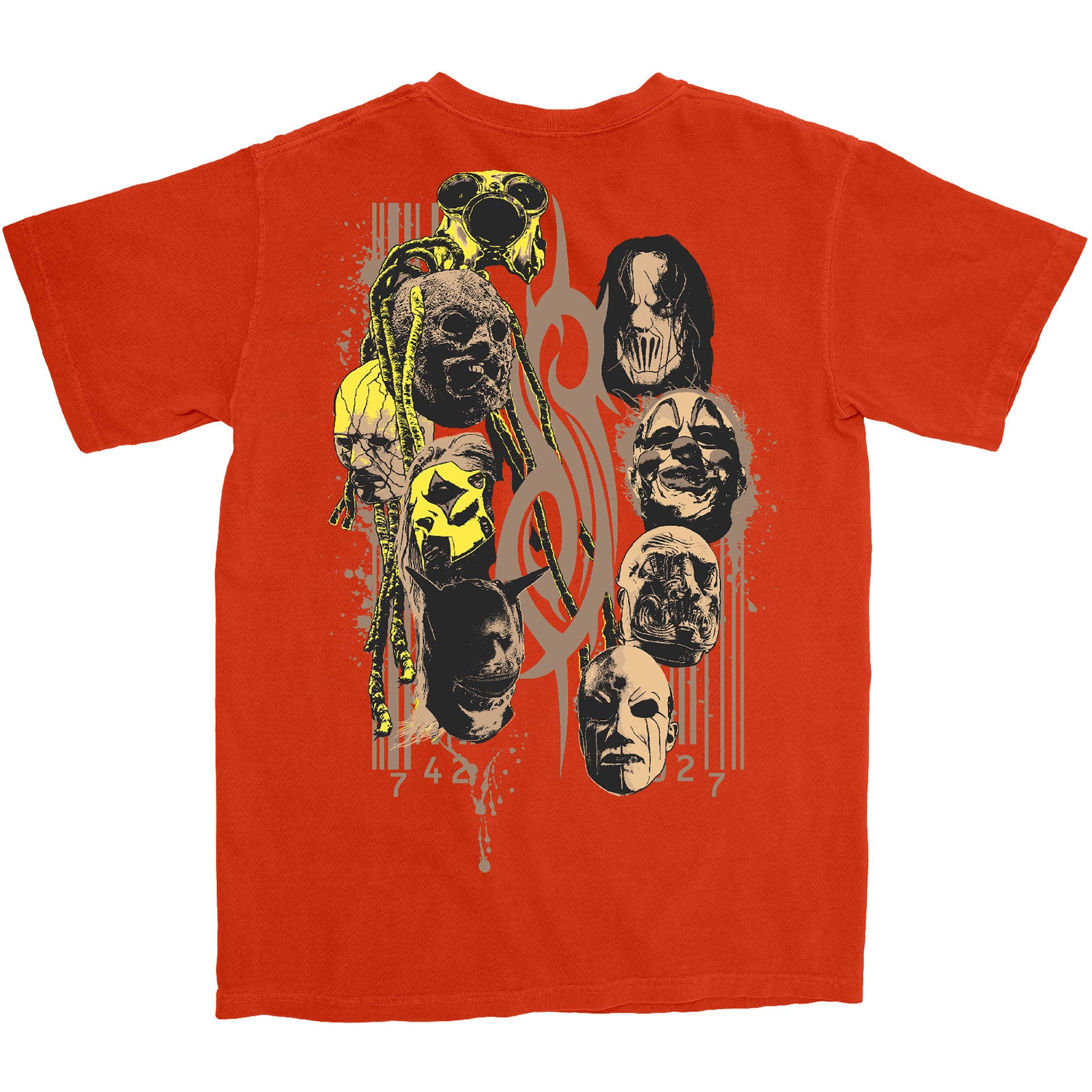 Slipknot Unisex T-Shirt: Splatter Logo (Orange) (Back Print)