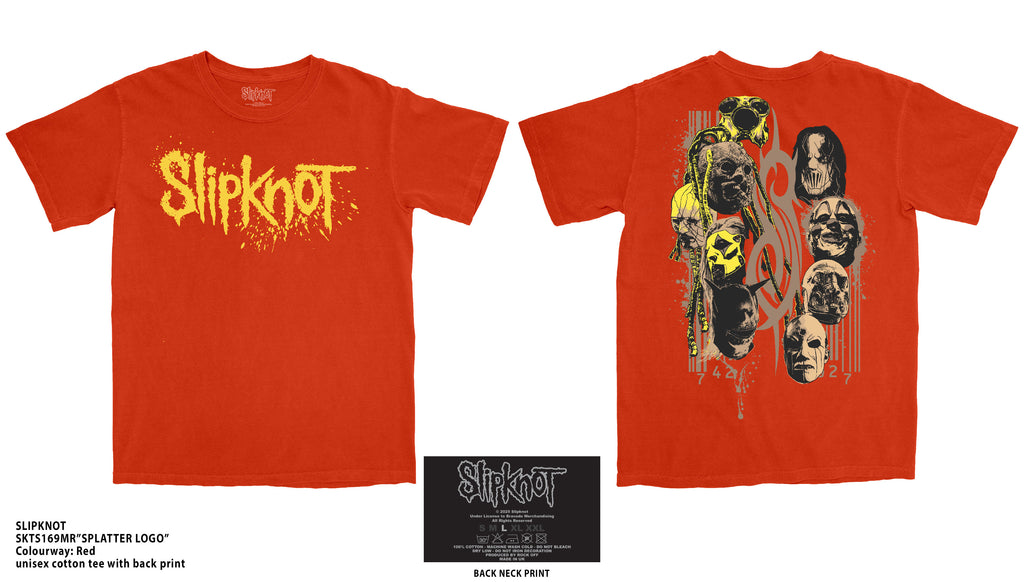 Slipknot Unisex T-Shirt: Splatter Logo (Orange) (Back Print)