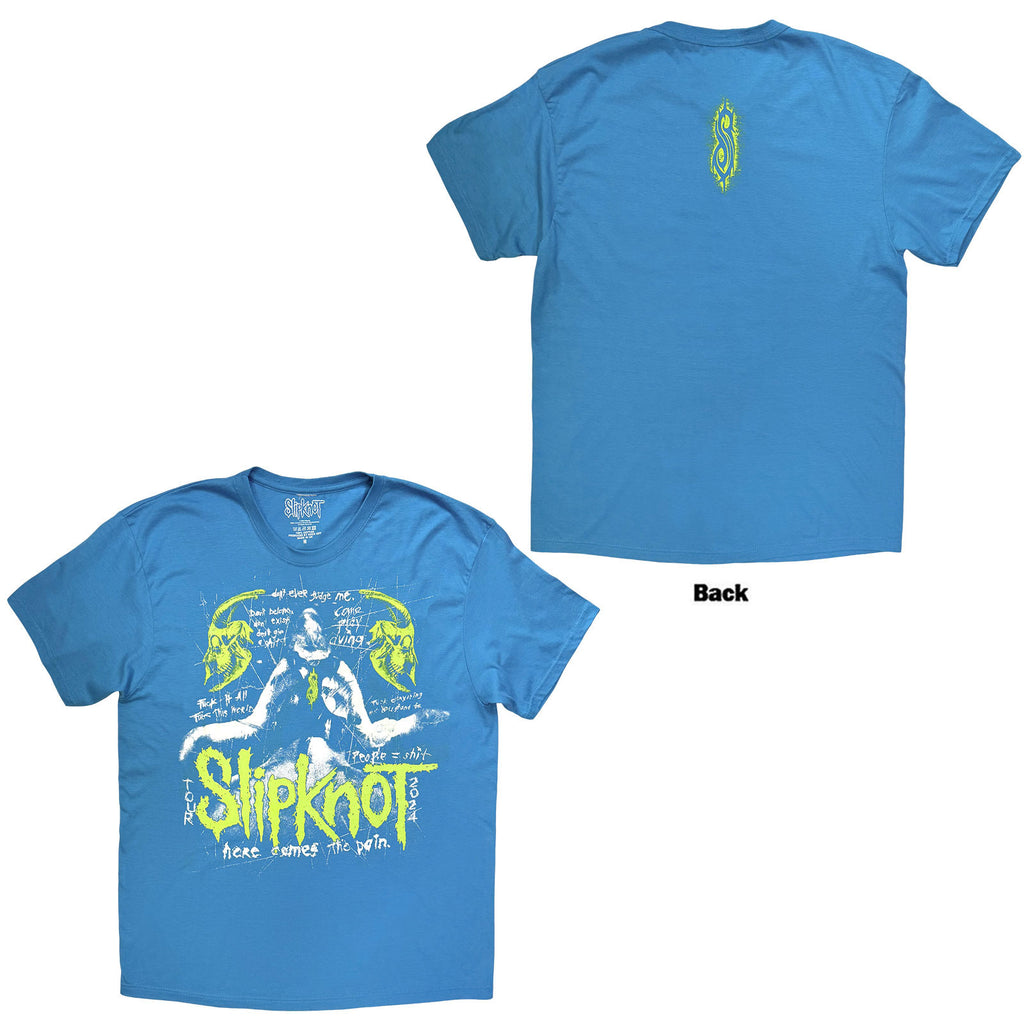 Slipknot Unisex T-Shirt: Tour '24 Scratch (Blue) (Back Print)