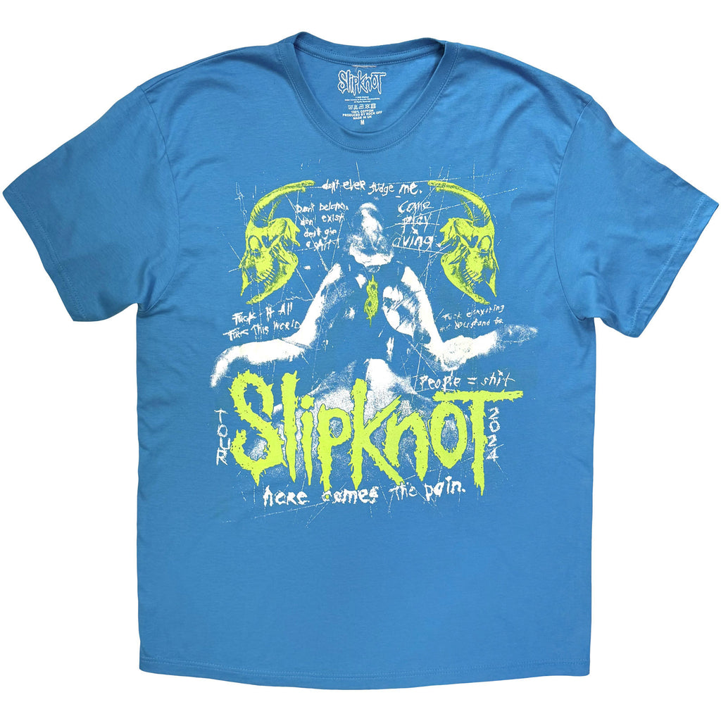 Slipknot Unisex T-Shirt: Tour '24 Scratch (Blue) (Back Print)