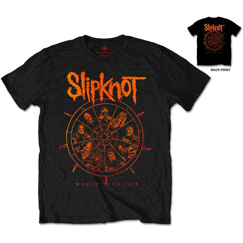 Slipknot Unisex T-Shirt: The Wheel (Black) (Back Print)