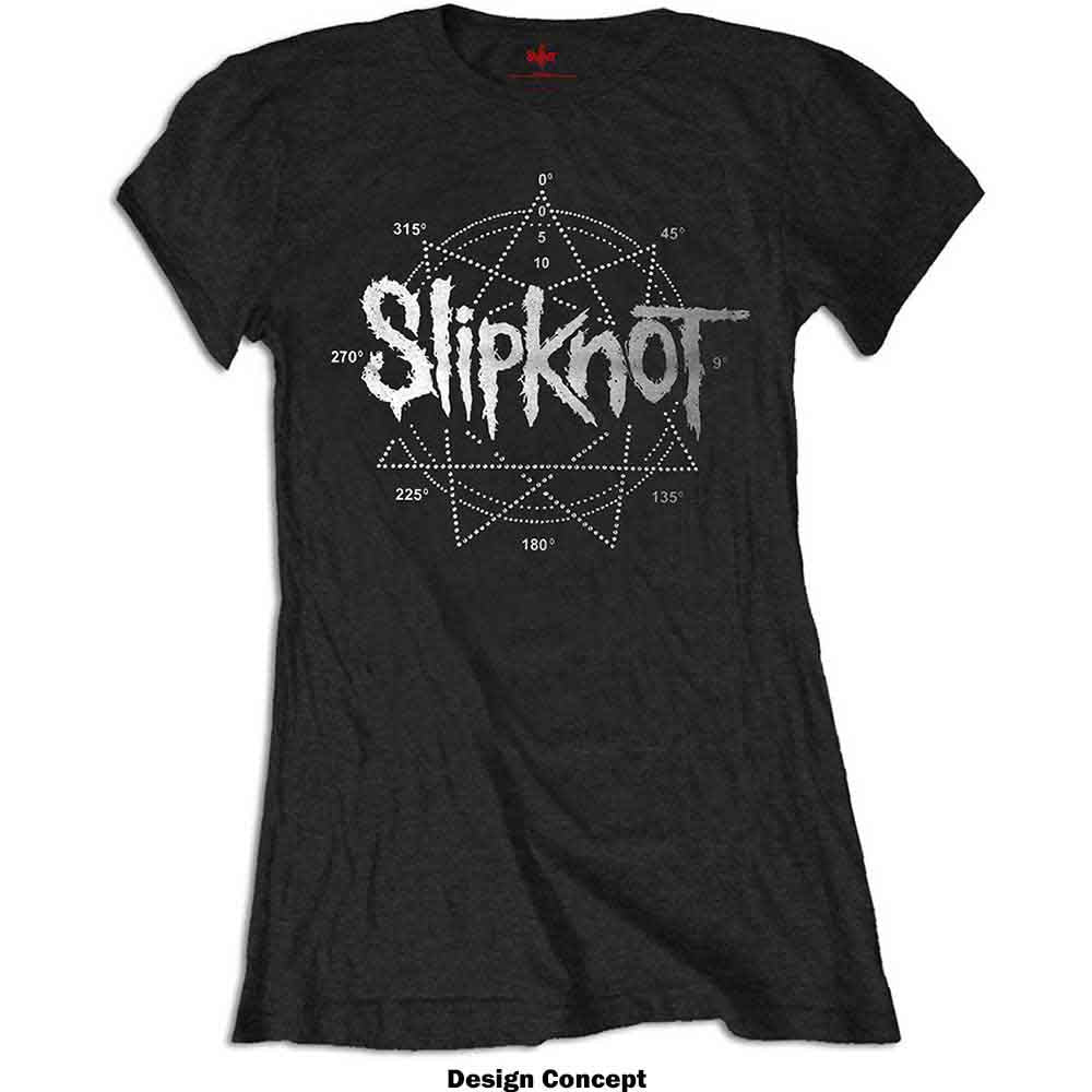 Slipknot Ladies T-Shirt: Logo Star (Black) (Embellished)