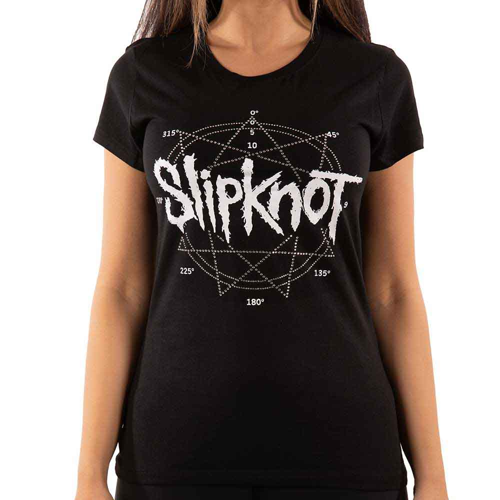 Slipknot Ladies T-Shirt: Logo Star (Black) (Embellished)