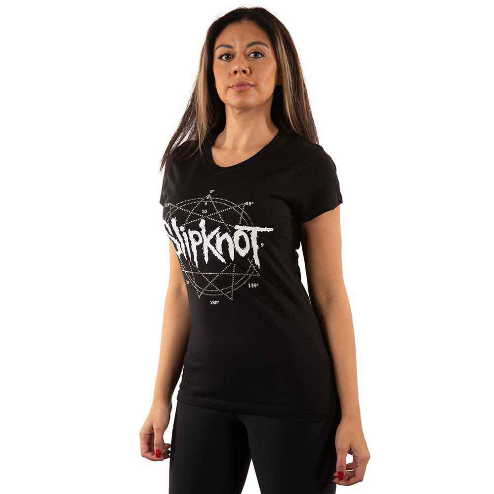 Slipknot Ladies T-Shirt: Logo Star (Black) (Embellished)