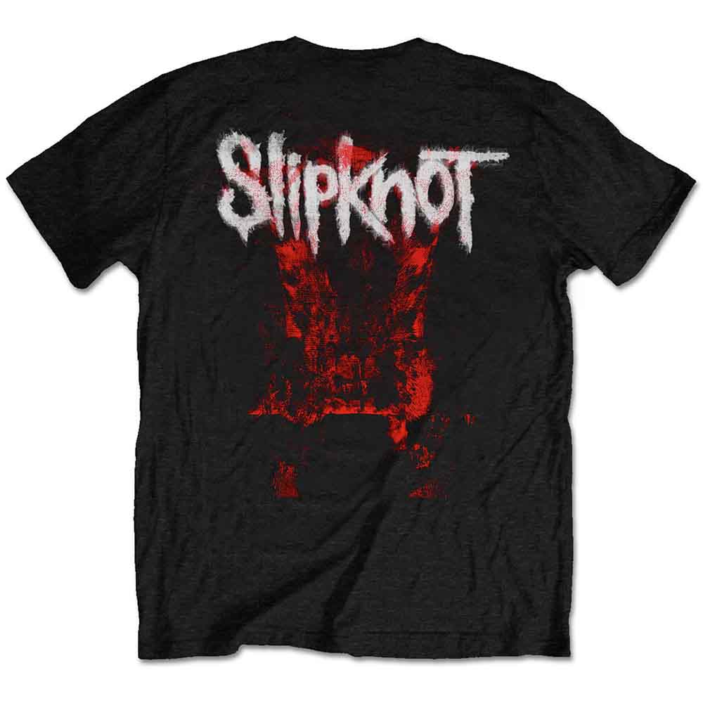 Slipknot Unisex T-Shirt: Devil Single - Logo Blur (Black) (Back Print)