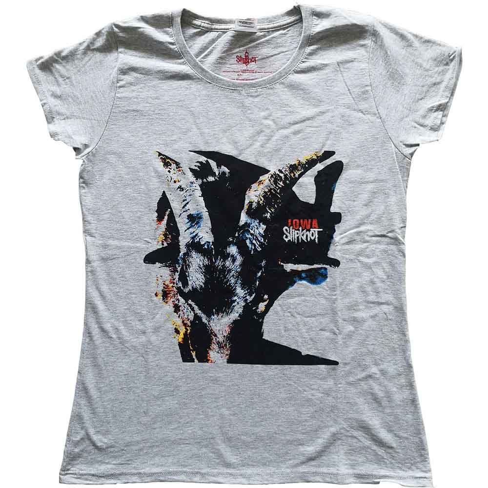 Slipknot Ladies T-Shirt: Iowa Goat Shadow (Heather Grey) (Back Print)