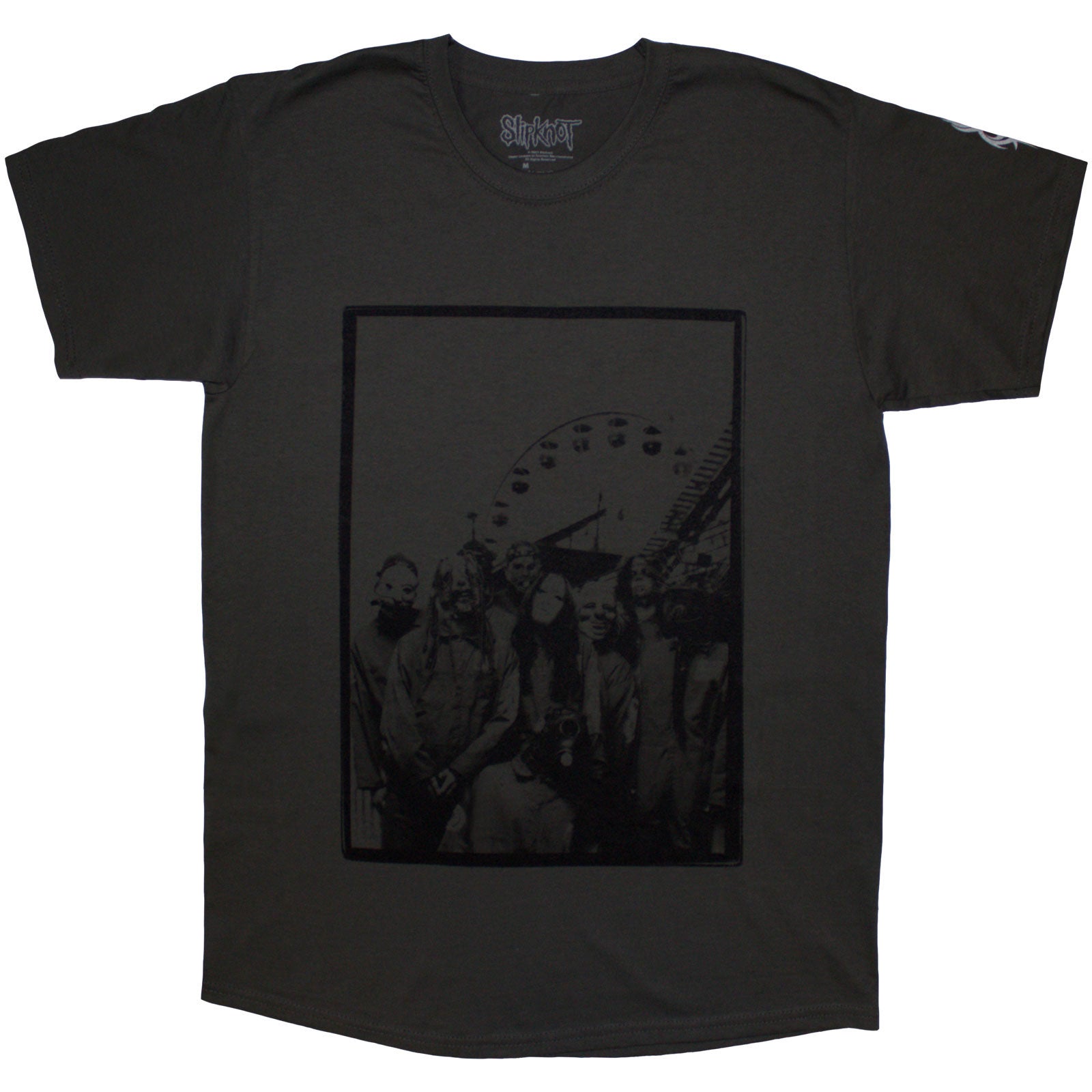 Slipknot Unisex T-Shirt: Amusement Park (Charcoal Grey) (Back Print & Sleeve Print)