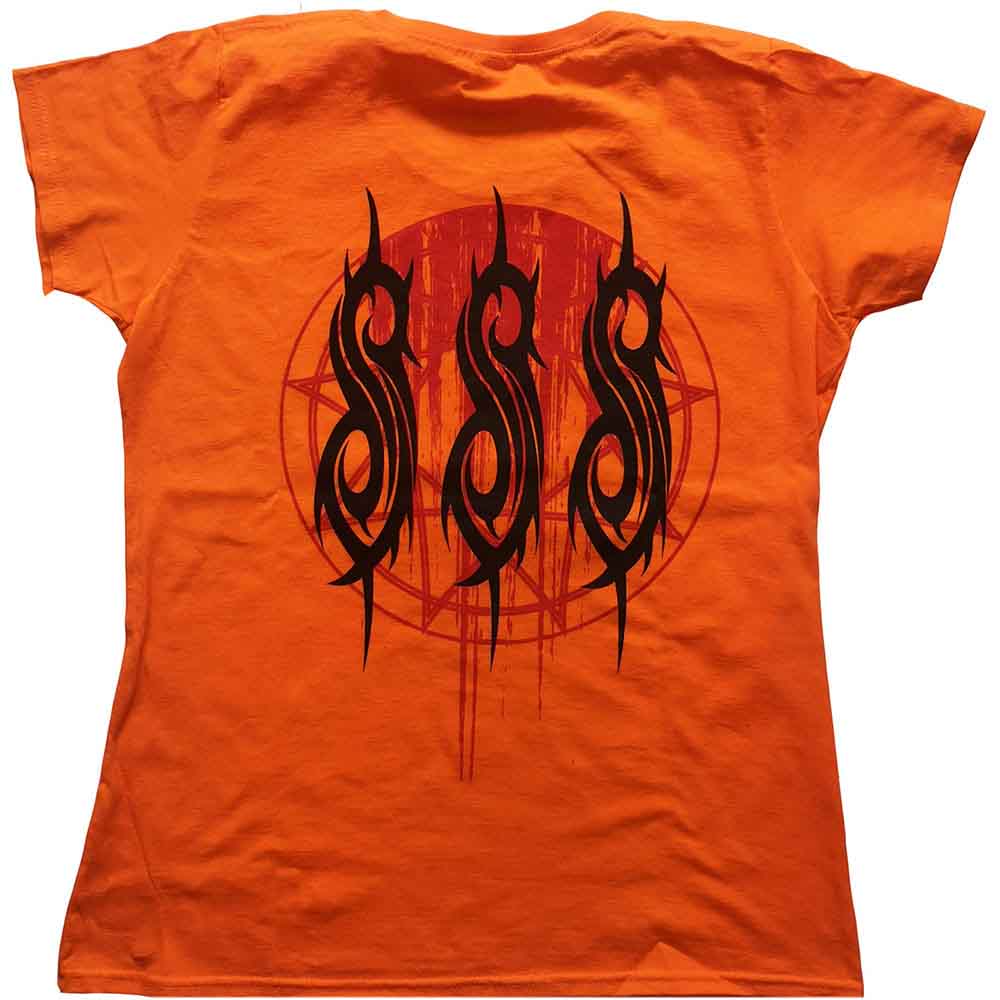 Slipknot Ladies T-Shirt: Winged Devil (Orange) (Back Print)