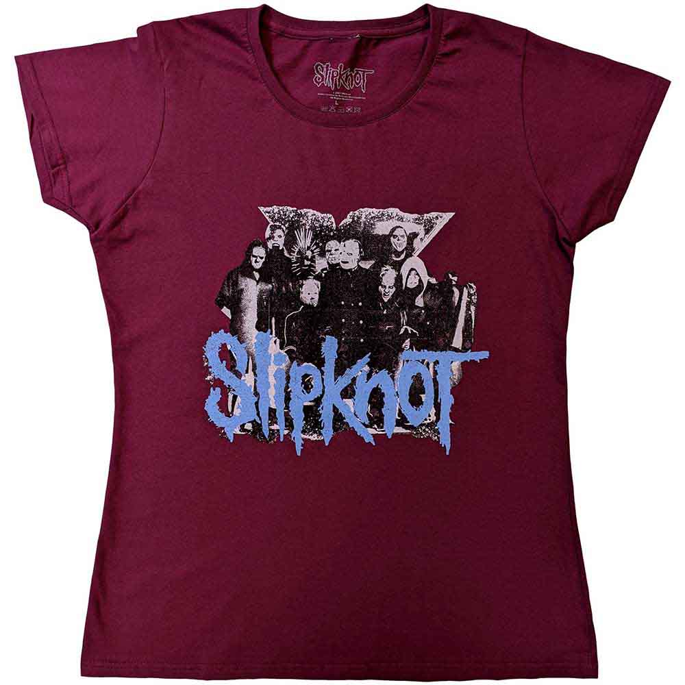 Slipknot Ladies T-Shirt: Goat Logo Demon (Maroon Red) (Back Print)