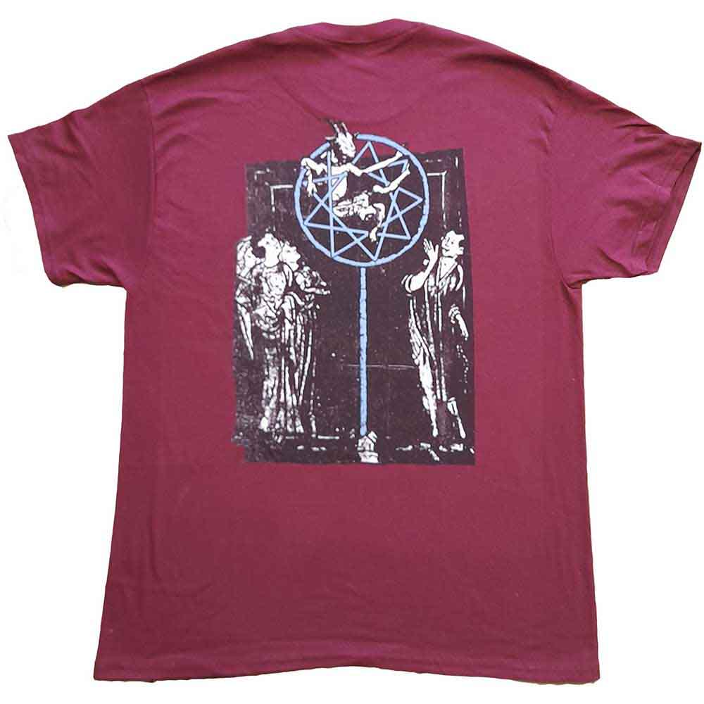 Slipknot Unisex T-Shirt: Goat Logo Demon (Maroon Red) (Back Print)