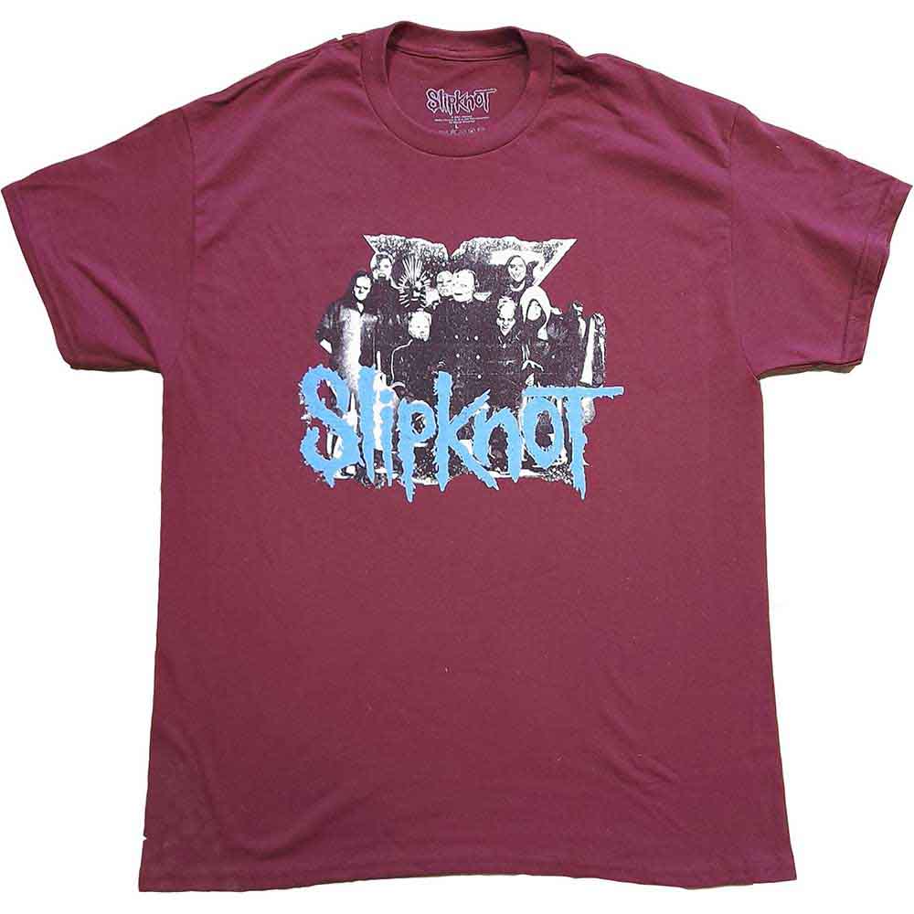 Slipknot Unisex T-Shirt: Goat Logo Demon (Maroon Red) (Back Print)